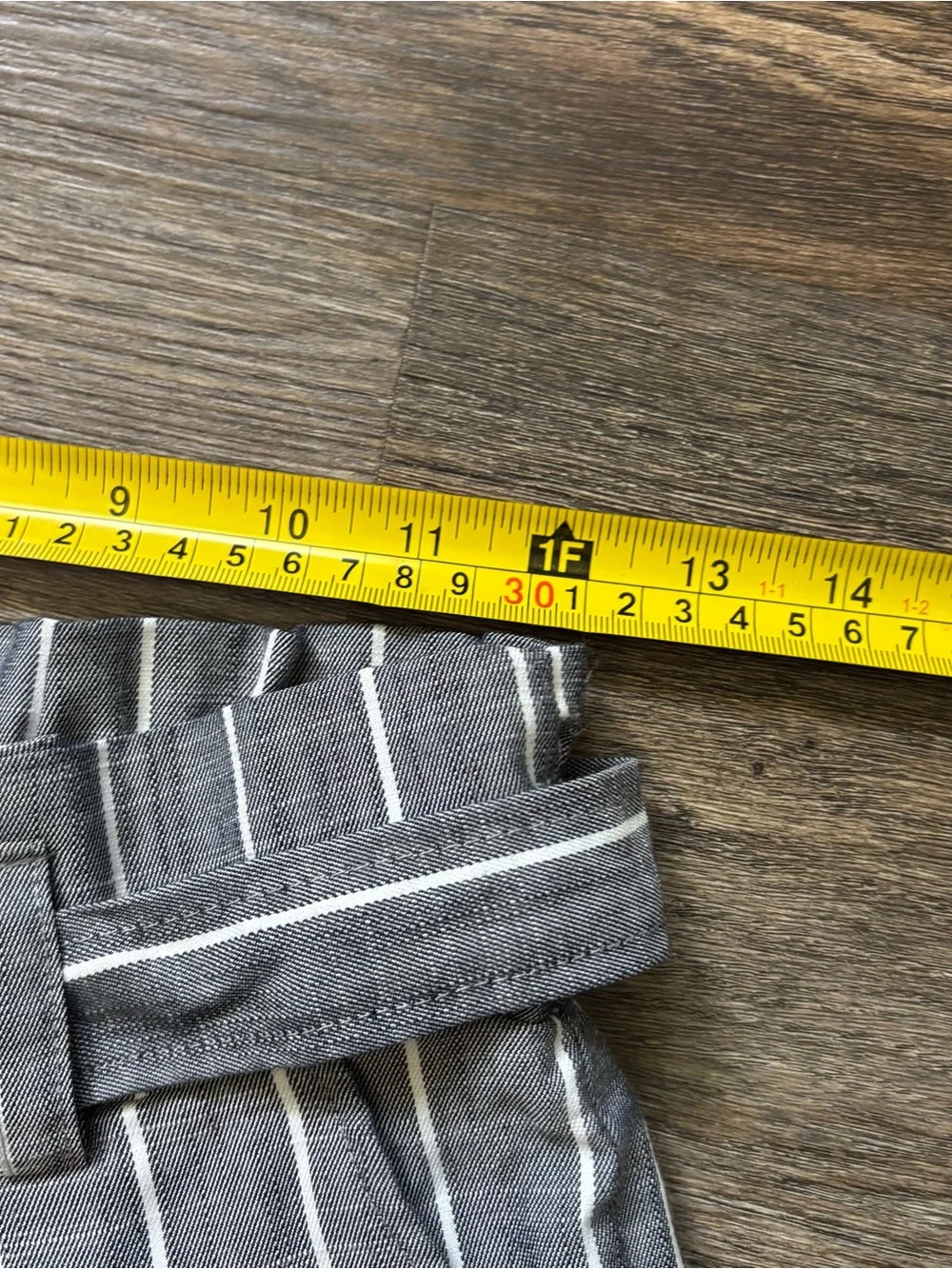 Forever 21 Gray Pinstripe Paperbag Waist Chinos